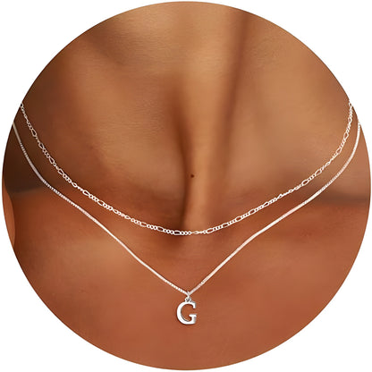 Sterling Silver Plated Initial Necklaces for Women Girls Letters,  All letters Necklace Set Birthday Easter Basket Stuffers Jewelry Gifts Teen Her Wife Mom Girlfriend Female Adults Kids Ideas