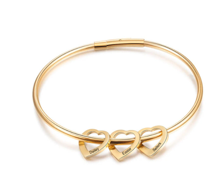 Love Gold, Silver, Rose Bracelet Heart Name Lettering Titanium Steel Bracelet