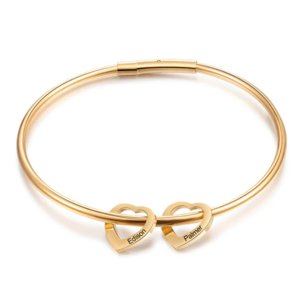 Love Gold, Silver, Rose Bracelet Heart Name Lettering Titanium Steel Bracelet