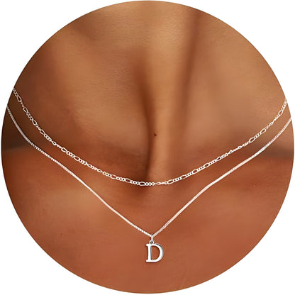 Sterling Silver Plated Initial Necklaces for Women Girls Letters,  All letters Necklace Set Birthday Easter Basket Stuffers Jewelry Gifts Teen Her Wife Mom Girlfriend Female Adults Kids Ideas
