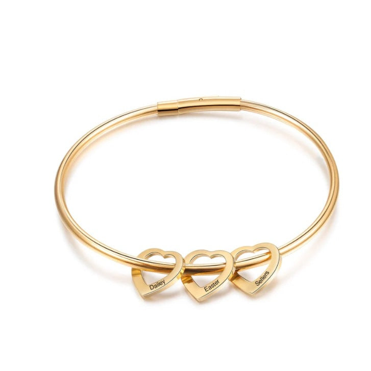 Love Gold, Silver, Rose Bracelet Heart Name Lettering Titanium Steel Bracelet