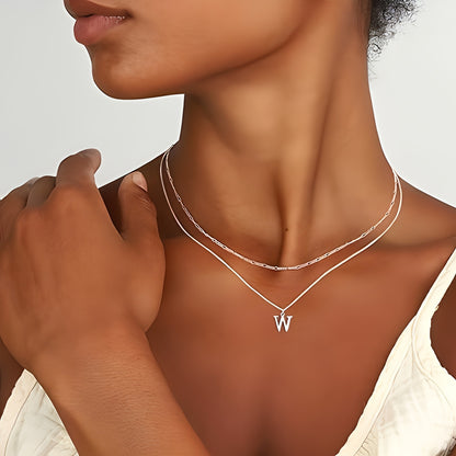 Sterling Silver Plated Initial Necklaces for Women Girls Letters,  All letters Necklace Set Birthday Easter Basket Stuffers Jewelry Gifts Teen Her Wife Mom Girlfriend Female Adults Kids Ideas