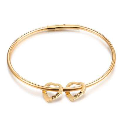 Love Gold, Silver, Rose Bracelet Heart Name Lettering Titanium Steel Bracelet