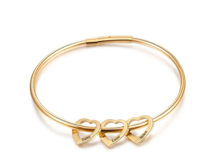 Love Gold, Silver, Rose Bracelet Heart Name Lettering Titanium Steel Bracelet