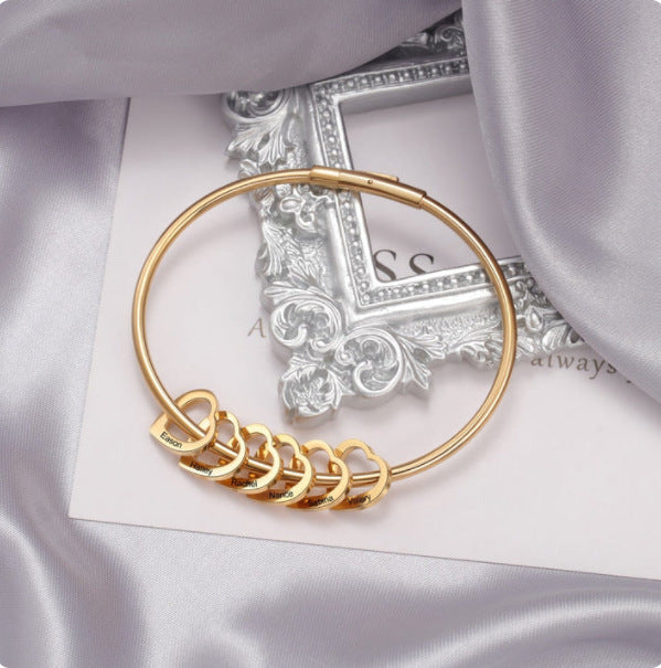 Love Gold, Silver, Rose Bracelet Heart Name Lettering Titanium Steel Bracelet