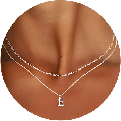 Sterling Silver Plated Initial Necklaces for Women Girls Letters,  All letters Necklace Set Birthday Easter Basket Stuffers Jewelry Gifts Teen Her Wife Mom Girlfriend Female Adults Kids Ideas
