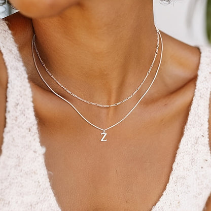Sterling Silver Plated Initial Necklaces for Women Girls Letters,  All letters Necklace Set Birthday Easter Basket Stuffers Jewelry Gifts Teen Her Wife Mom Girlfriend Female Adults Kids Ideas