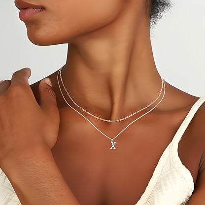 Sterling Silver Plated Initial Necklaces for Women Girls Letters,  All letters Necklace Set Birthday Easter Basket Stuffers Jewelry Gifts Teen Her Wife Mom Girlfriend Female Adults Kids Ideas