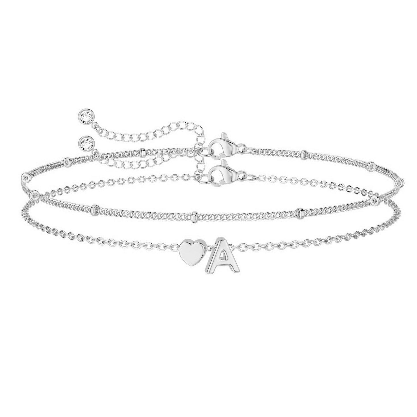 Gold Silver Heart Letter Bracelet