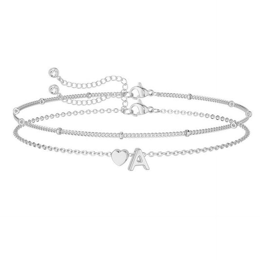 Gold Silver Heart Letter Bracelet