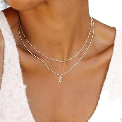 Sterling Silver Plated Initial Necklaces for Women Girls Letters,  All letters Necklace Set Birthday Easter Basket Stuffers Jewelry Gifts Teen Her Wife Mom Girlfriend Female Adults Kids Ideas