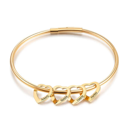 Love Gold, Silver, Rose Bracelet Heart Name Lettering Titanium Steel Bracelet
