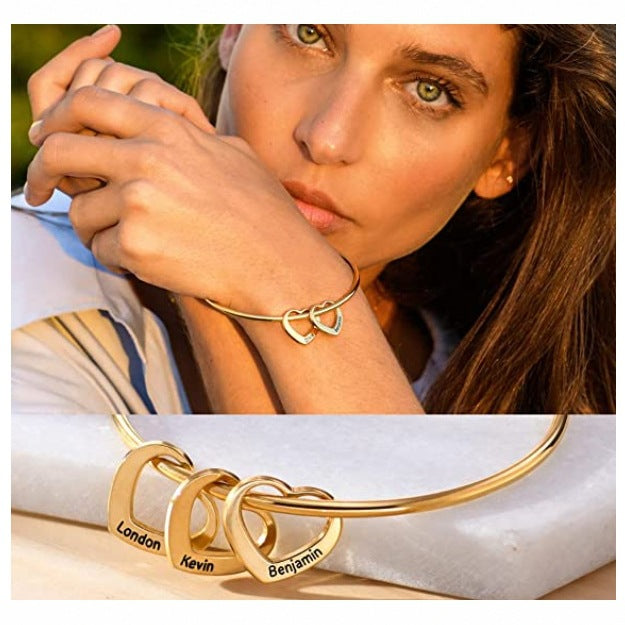 Love Gold, Silver, Rose Bracelet Heart Name Lettering Titanium Steel Bracelet